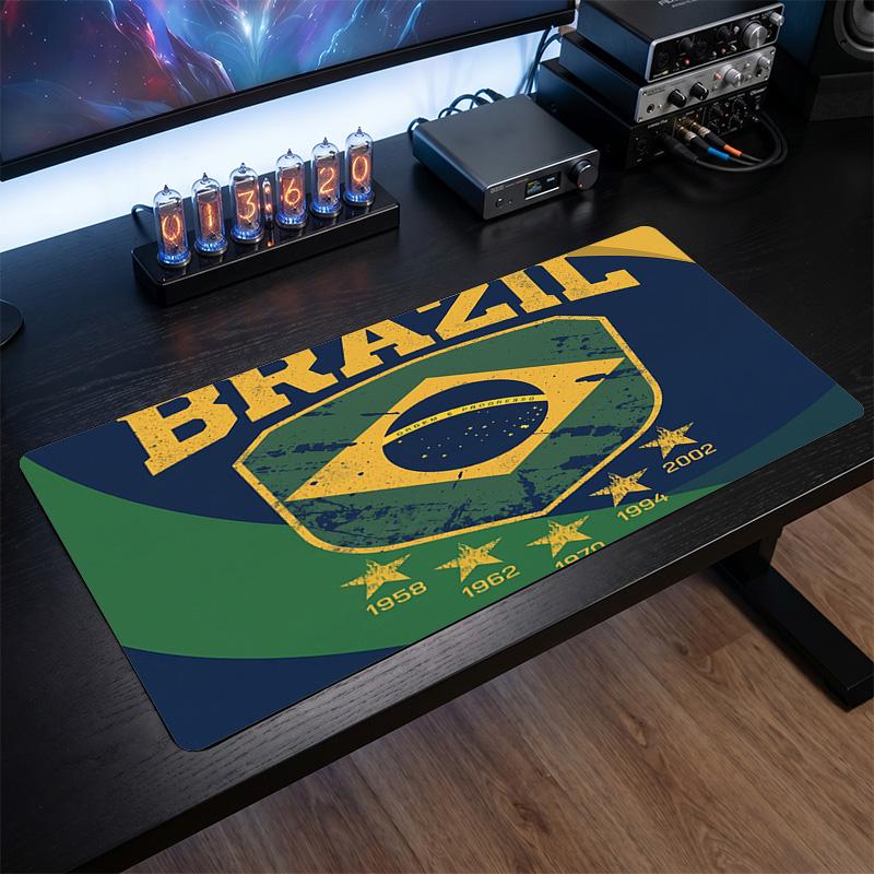 Brazil Football Crest Mouse Pad, Extended Non Slip Rubber Desk Mat for Gaming Office Laptop Fan Gift