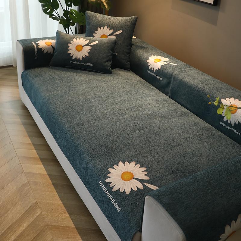 

Полотенце для дивана в скандинавском стиле Four Seasons Chrysanthemum Printing, подушка для дивана, нескользящая кожаная ткань для дивана и моря для гостиной 70x70cm 1pcs