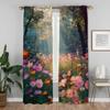 Partition Wildflower Modern Living Room Curtains 2 Pieces Halloween Decoration Home Interior Curtains for Camera Window Curtain