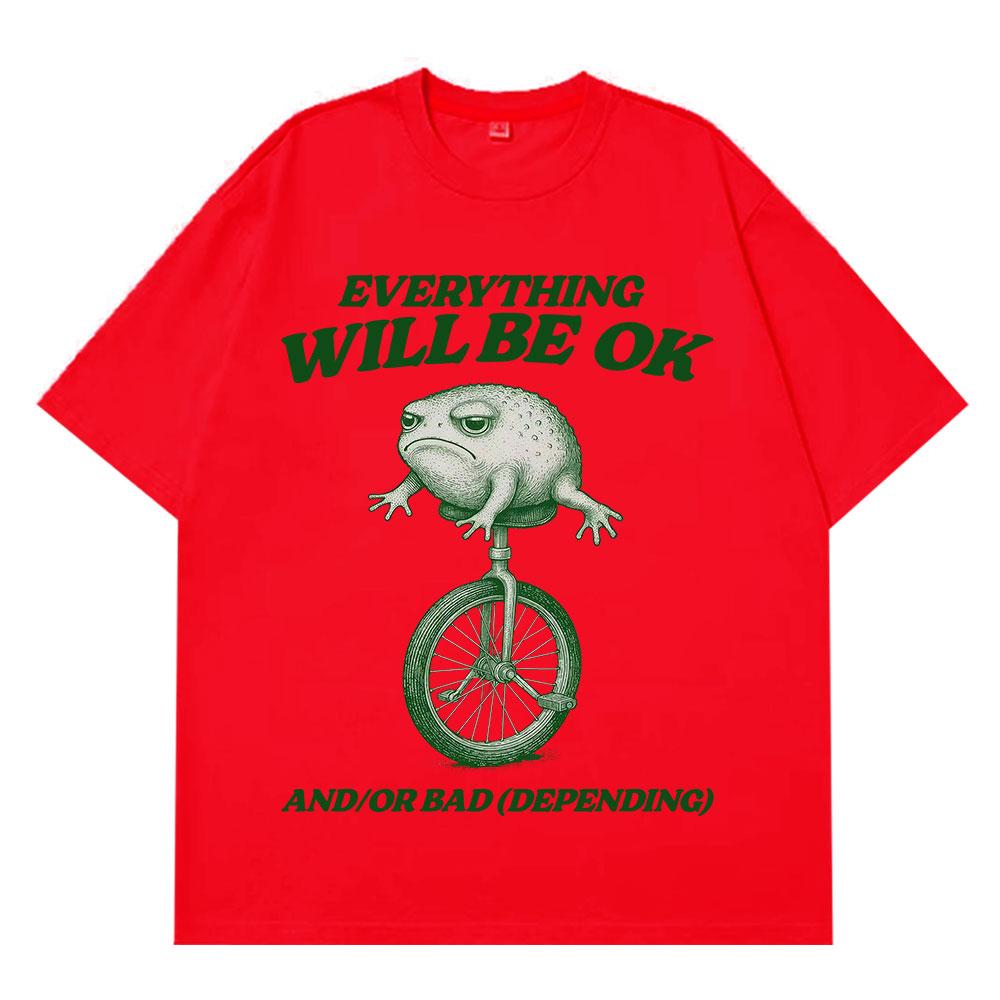 

Everything Will Be Ok Funny Frog Tshirt Men Women Shortsleeved Fashion Hiphop Tshirt pure Cotton Aesthetic Tshirts Top 4XL
