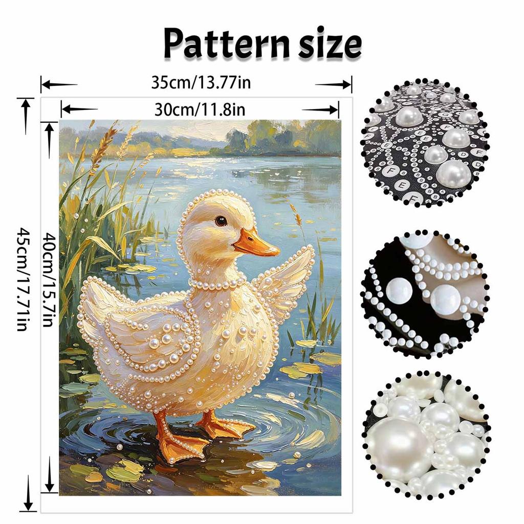 Pearl painting kit painting art handmade diy home decoration painting cute duckling pond animal portrait shining beads craft set