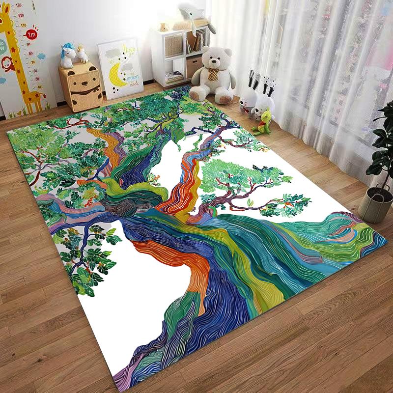 Colorful Abstract Tree Pattern Carpet with Vibrant Bohemian Style Design Suitable for Use As an Anti-slip for Living Room Bedroom Sofas
