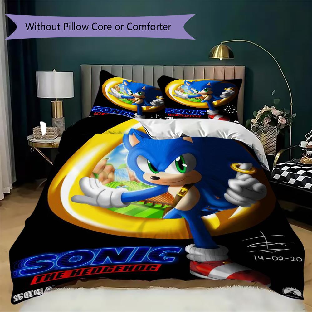Neon City Sonic Threepiece Set Without Core 1 Duvet Cover 2 Pillowcase Without Core Bedding Set Christmas Birthday Gift
