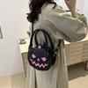 Halloween bag 2025 new contrasting color women's bag simple shoulder small round bag funny pumpkin bag women's bag