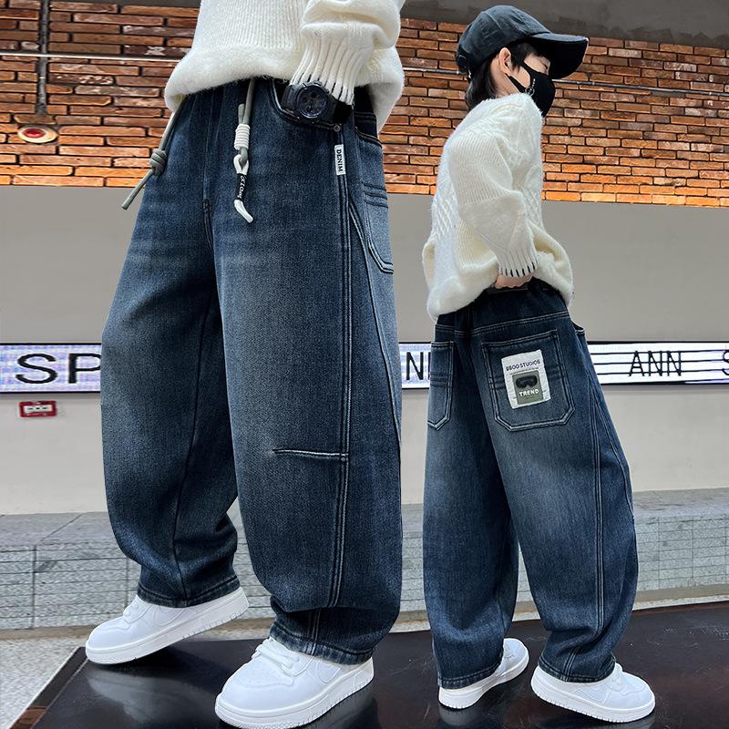 Chlapecké džínové kalhoty: 2025 Jaro/Podzim Ležérní a Trendy Kalhoty pro Střední a Velké Děti