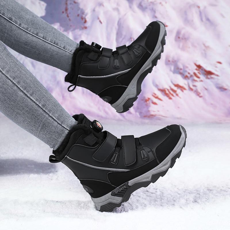 Plüsch Damen High-Top Stiefel Winter Schneestiefel Warme Baumwollschuhe Rutschfeste Outdoor Sneaker zum Gehen Wandern