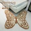 Tufted Butterfly Area Rug Bedroom Bedside Rugs Home Decoration Living Room Floor Mat Non-slip and Water Absorbent Bath Carpet