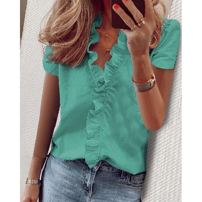Travel New Women'S Retro Printed Shirt Casual Spring And Summer Breathable Cool Sexy Daily Date Short Sleeved T-Shirt Top