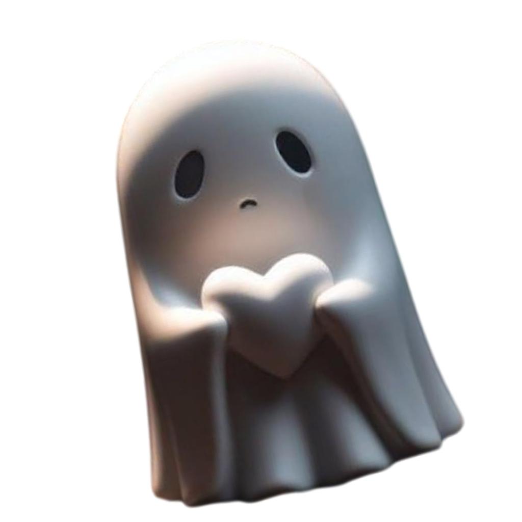 Slavnostní miniaturní kreslená figurka ducha ve tvaru srdce pro halloweenské dekorace Skvělá pro dekoraci stolu a pokoje