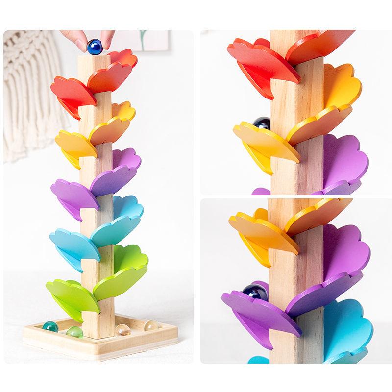 Assembling Building Blocks Mulitcolor Leaves Ball Inverted Beads Game Assembly Model Kindergarten Music Rainbow Tree Educational