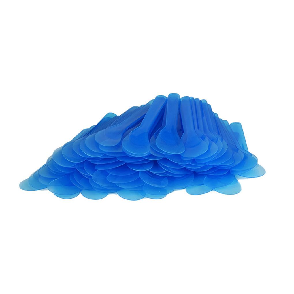 

Упаковка из 100 косметических шпателей, пластиковая ложка, одноразовый макияж для глаз, лица, лопатка для смешивания, уход за красотой, ложки для проб, аксессуар синий