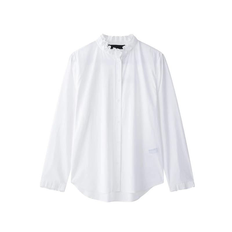 

TAOP&ZA Women s Spring Ruffle Collar Cotton Shirt Extra Small белый