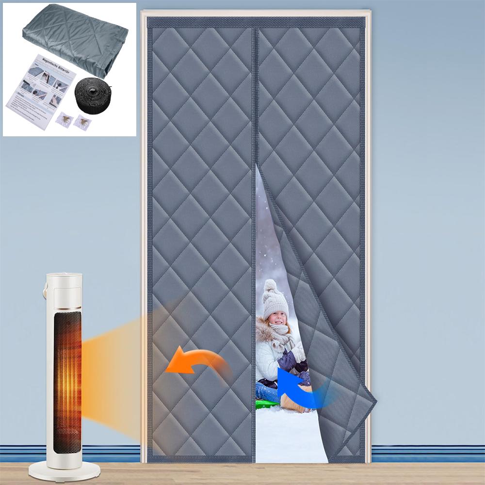 Magnetic Thermal Insulated Door Curtain WaterprooOxford Cloth Filled with Thicken Cotton Insulation Cover Blanket Window Screens