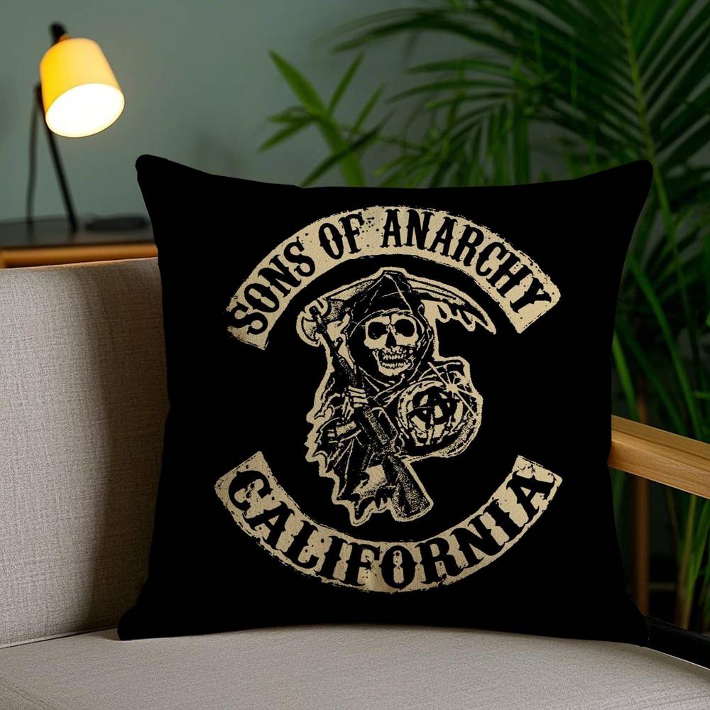 S-Sons of A-Anarchy Kissenbezug Haus Schlafsaal Stuhllehne Kurzer Plüsch Doppelseitiger Druck Büro Nickerchen Zeit Kissenbezug