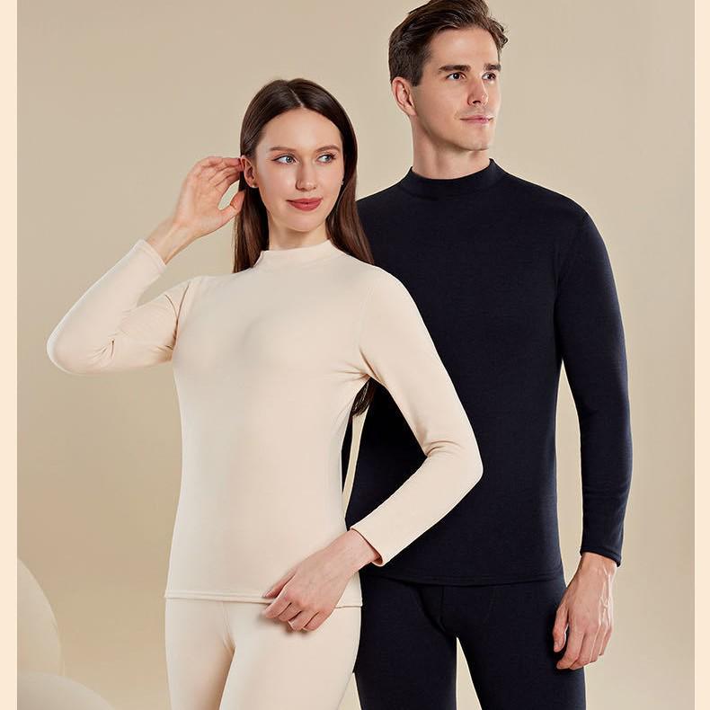 Lyocell Cashmere Thermal Set: Fleece-Lined, Extra Thick, Self-Heating Base Layer for Couples (Autumn Wear)