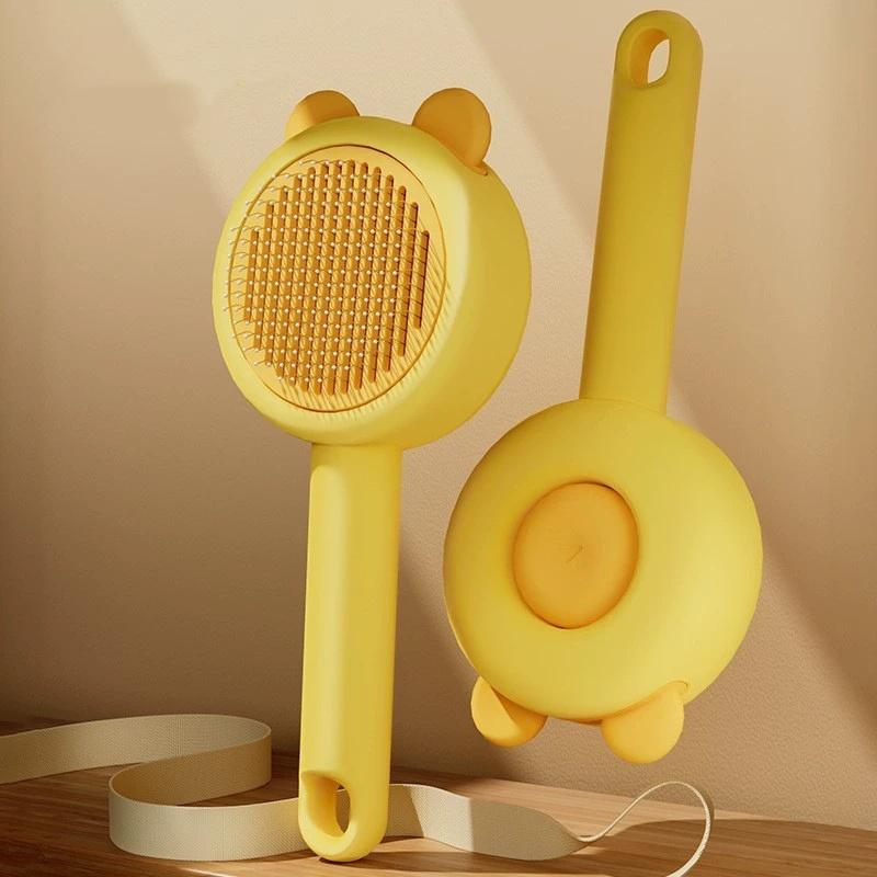 

Pet Grooming Brush Hair Remover Cat Dog Self-Fall off Hair Cleaning Tool Pet Accessories жёлтый