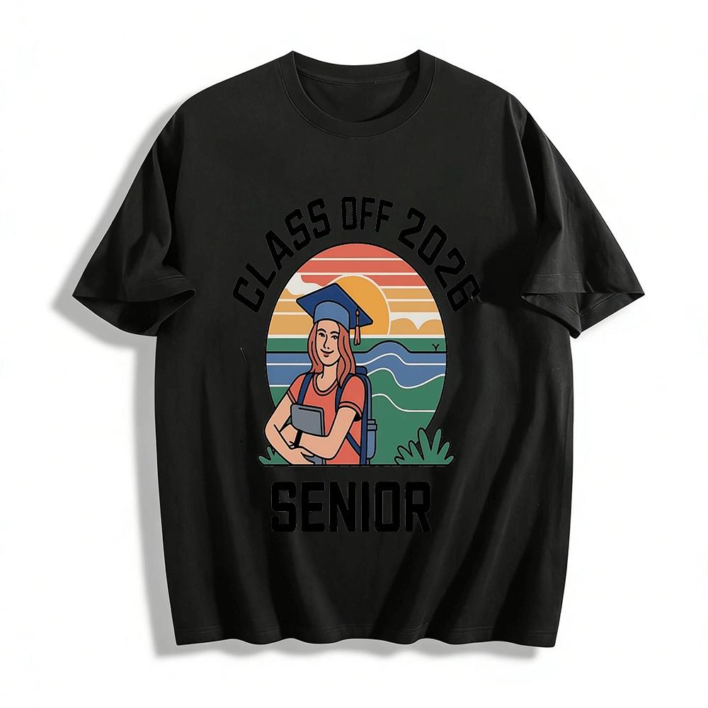 

Class Of 2026 Senior Graduation Retro Sunset Souvenir T-Shirt Pure cotton T-shirt XXS