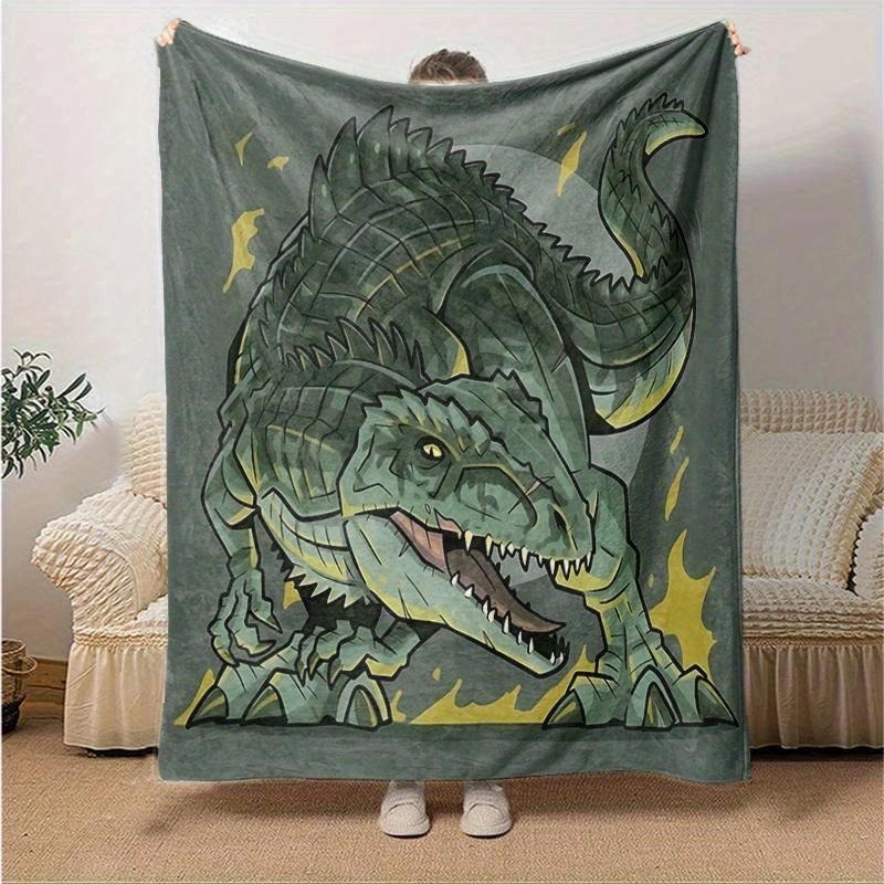 1pc Fiery T-Rex Blanket  Soft Throw for Home Decor, Gift Idea, Suitable for All Seasons, Living Room, Travel, Camping, Car Blankets