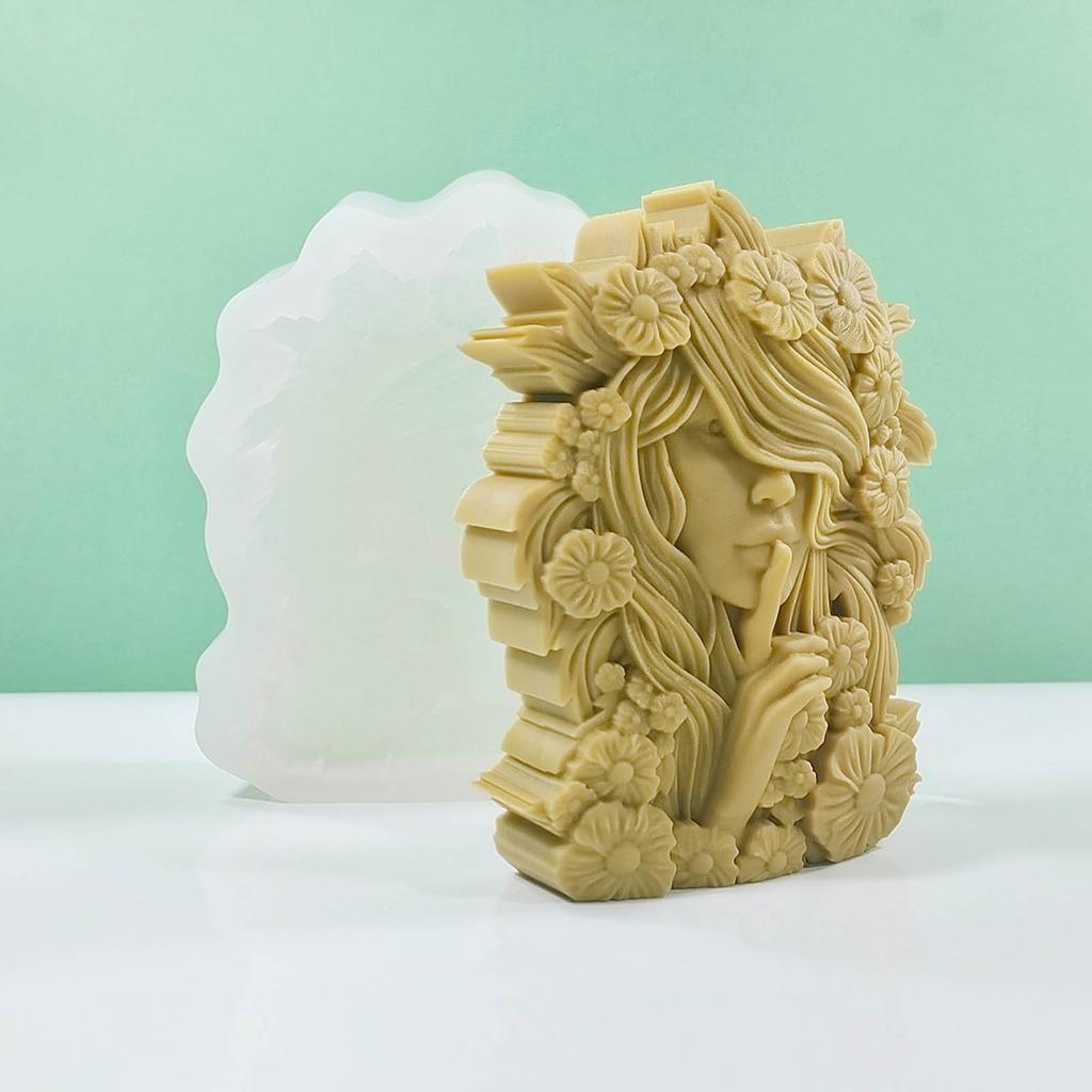 Flower Fairy Silicone Candle Mold 3D Girl Plaster Mould Cake Chocolate Making Tool Gypsum Soap Molds DIY Crystal Resin