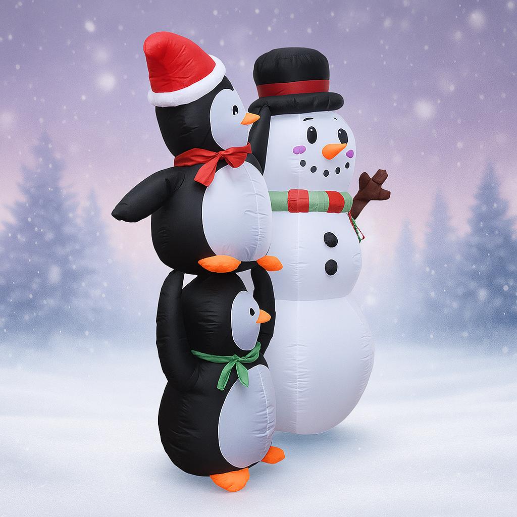 5.91FT Giant Inflatable Toy Snowman Penguin With LED Light Xmas Decoration for Yard Christmas Supplie Home Ornament Holiday Gift
