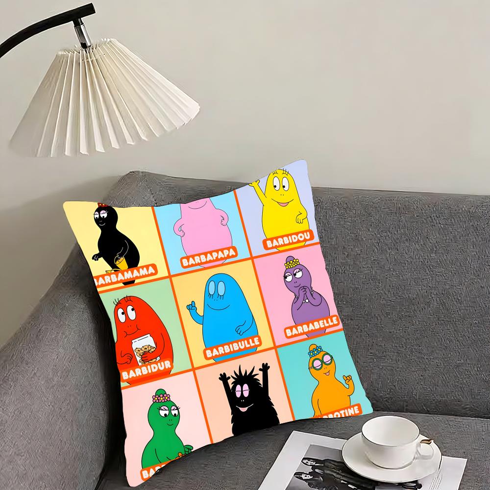 Cute cartoon B-B-Barbapapas Cushion Cover Reversible Plush Pillow Cover – For car, sofa, bedroom, perfect as a gift.