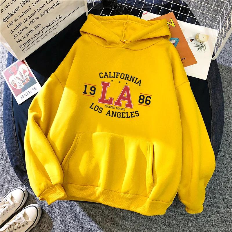 Los Angeles Fashion Printed Hooded Men's Warm 100% Hooded Sweater. Autumn Loose and Warm Hooded Sweater.
