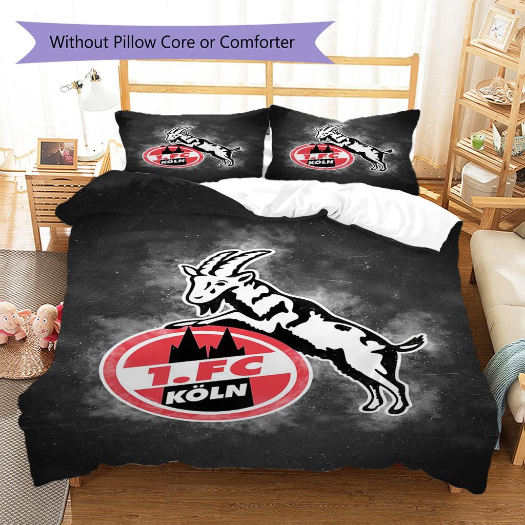1. FC Köln Pattern Bedding Set Quilt Cover Pillowcase Home Decor Gift (1 * Duvet Cover + 2 * Pillowcase, Without Core)