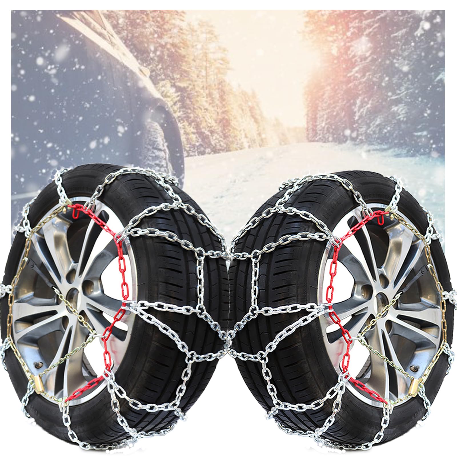 

Tire Chain, Snow Chain, No Jack Required, Metal, Tortoise Shell Type, Easy Installation, Size KN-110