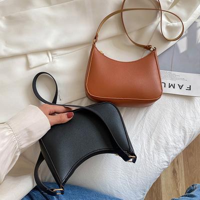 Dámska taška Trendové kabelky Dámske kabelky Retro Jednofarebná PU koža Taška cez rameno Podpazušná taška Dámska Shopper Hobo taška
