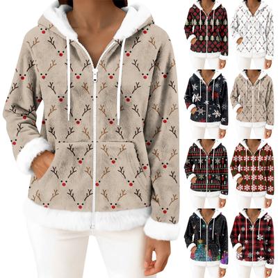 Γυναικεία Casual Μόδα Μακρυμάνικη Φλις Καρντιγκάν με Κουκούλα και Φερμουάρ