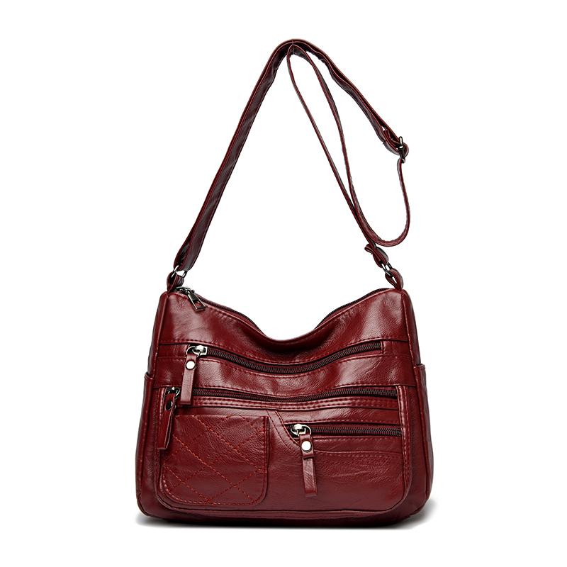 Large Capacity Shoulder Bag Women's Crossbody Bag Multi-Layer PU Middle-Aged Mother Bag