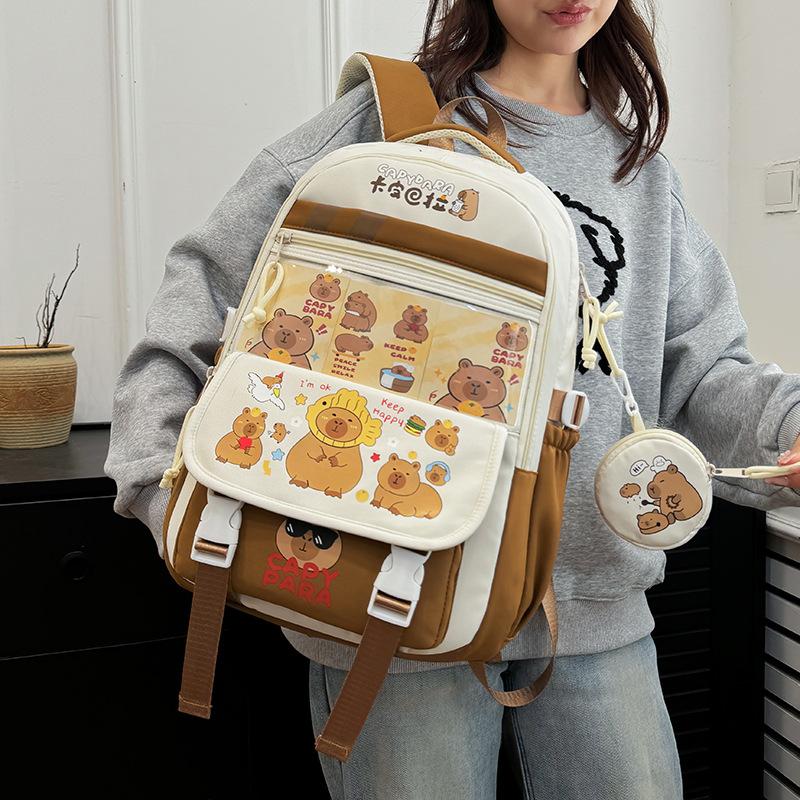 New schoolbag cute cartoon primary and secondary school students backpack large capacity load reduction casual backpack