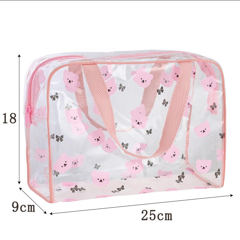 1Pcs Portable Cosmetic Organizer Large Capacity Transparent Pvc Printed Toiletry Bag Travel Toiletry Make Up Bag