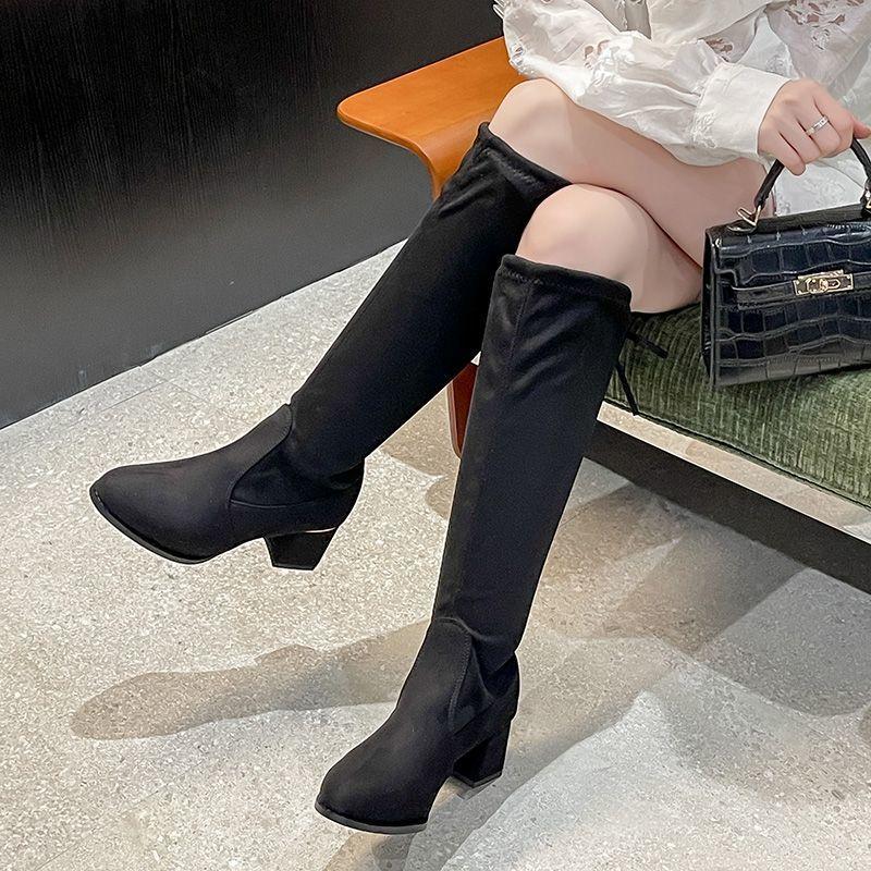 Small Boots Popular Fashion Elastic Thin Mid Boots 2025 Autumn and Winter New Boots But Knee
