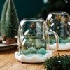 IMVE Double-Layer Insulated Christmas Glass Coffee Cup with Lid