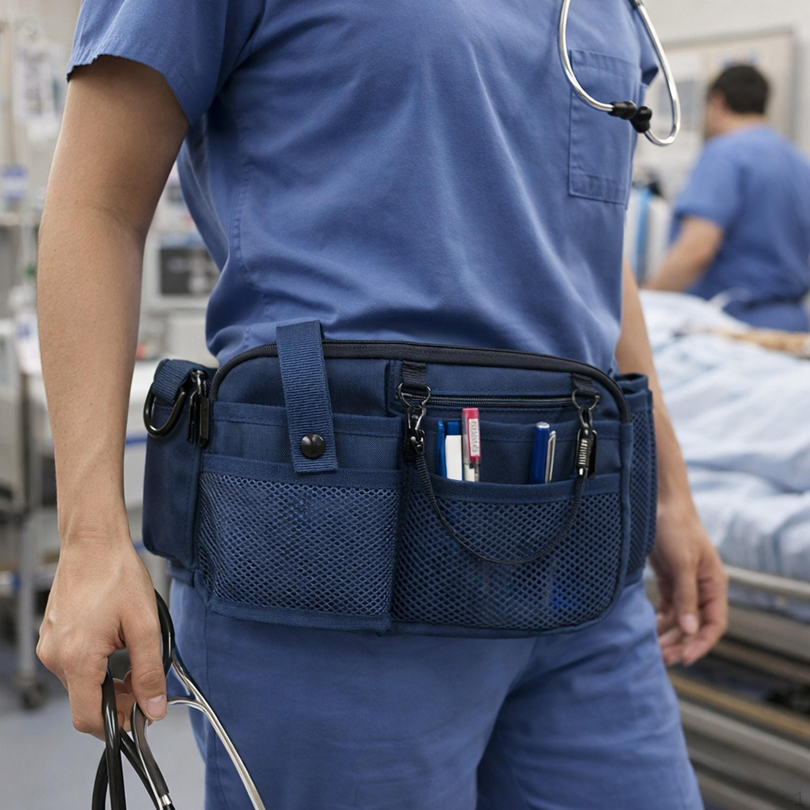 

Belt Bag with Compartments, Made of Oxford . for Students And Doctors. темно-синий