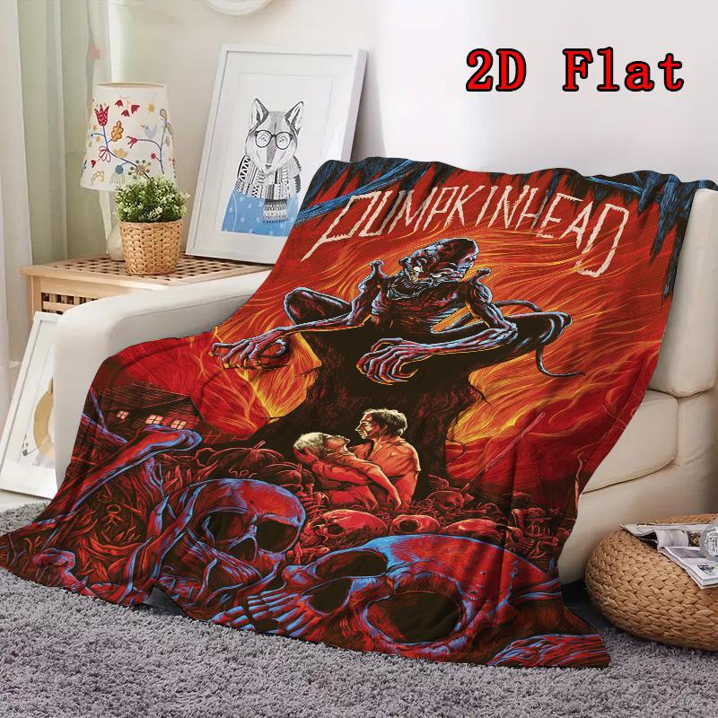 Horror Pumpkin Head 2D Flat Pattern Flannel Blanket High quality All Seasons Warmth and Comfort Perfect for Christmas Gifts.SMT0917376