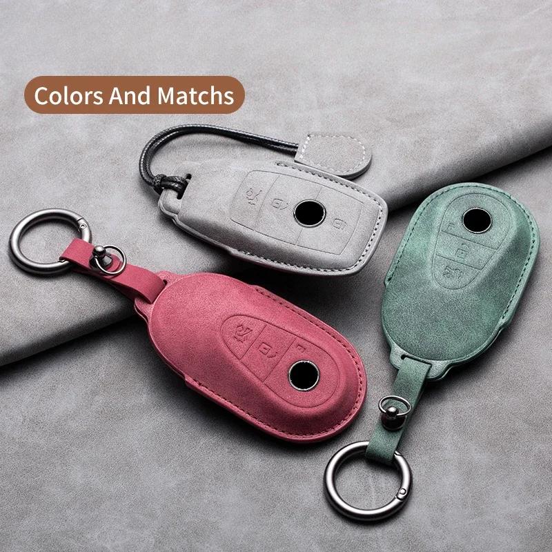 Car Key Cover for Mercedes Benz A C E S G Class GLC CLE CLA W177 W205 W213 W222 X167 AMG Leather Car Key Protective Cover