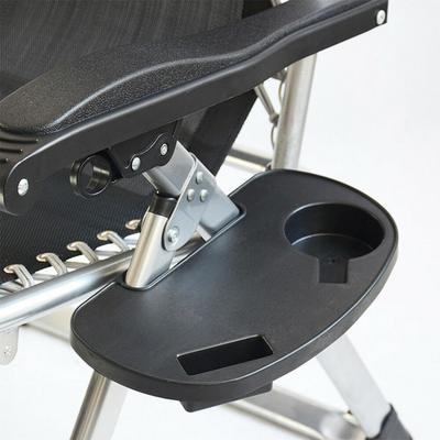 Foldable Reclining Chair Clip On Side Table Cup Drink Holder Garden Lounger Tray