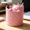 Pen Container 3D Printed Holder, Cat Shape Large Capacity Hollow Barrel Desk Organizer for Gel Pens Pencils Makeup Brushes, Cute Girlish Decor
