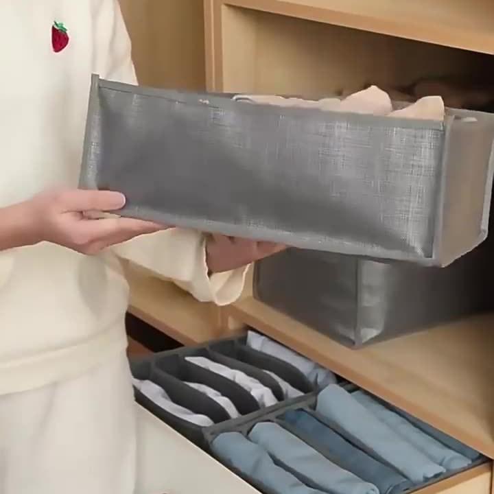 Kleiderschrank Aufbewahrungsbox: Unterteilt für Socken, Unterwäsche & Hosen, Vliesstoff, Tragbar