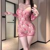 Sexy Off Shoulder Body Stocking Long Sleeve Floral Lace Lingerie Fishnet Bodysuit Mesh Mini Dress Exotic Sleepwear Women Teddy