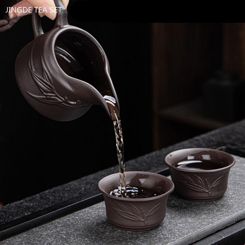 Antikes Yixing Lila Ton Teegeschirr Haushalts Teekanne und Tassenset Benutzerdefinierte Schönheitsfilter Teekanne Handgefertigte Zen Meister Tasse