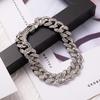New Street Trendsetter: Double Row Full Diamond Alloy Hip Hop Cuban Chain Bracelet Necklace, 12.5mm, European & American Style.