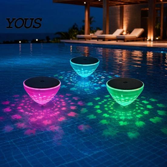 Solar Powered Swimming Pool Light Floating Light, with Dynamic Fish Projection, Color-Changing LED Lights Projection Waterproof for Pools