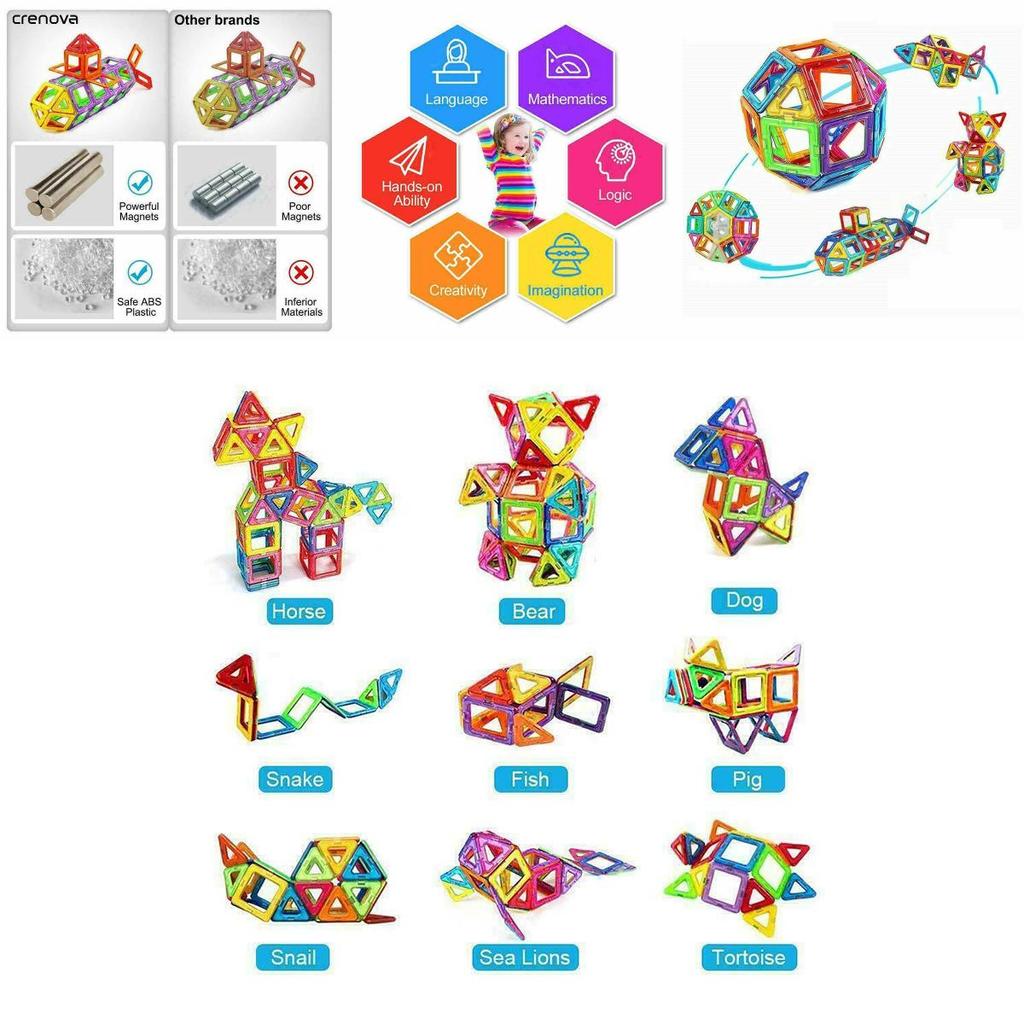 Magnetische Bausteine Konstruktionsset mit lebendigen, mehrfarbigen Teilen für kreative Kinder und entspannende Erwachsene