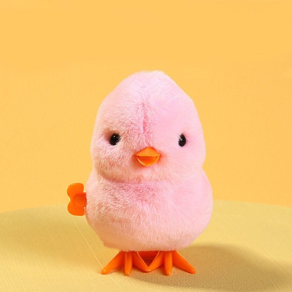 

Plush Duck Wind Up Jumping Toy Cute Guide Baby Crawling Toy Clockwork Spring Chicken Toy Gifts pink-chicken