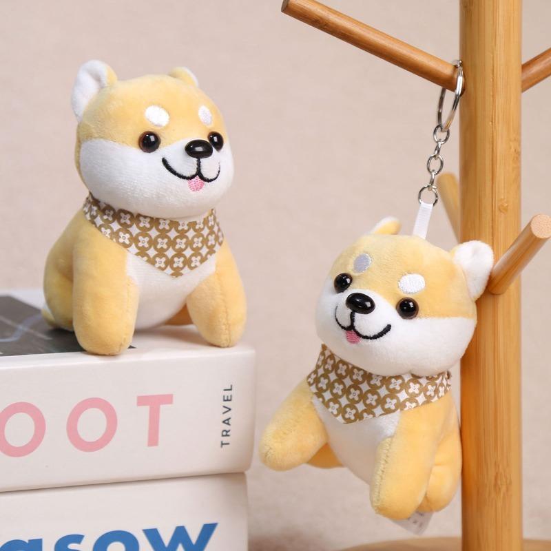 10CM Plush Puppy Keychain Kawaii Shiba Inu Plushie Doll Cartoon Stuffed Animal Backpack Pendant Car Keychain for Women Gifts