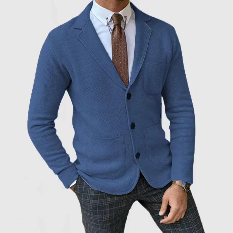 Men's Knit Blazer Jacket Slim Fit Casual Business Suit Coat with Four Color Options