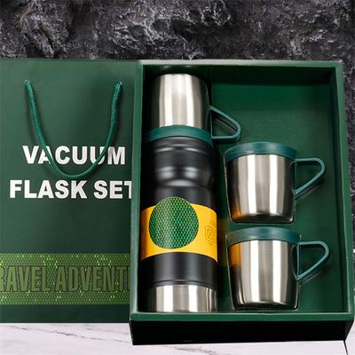 680ML Stainless Steel Vacuum Flask Gift Set 1pcs Bullet Thermos 3pcs Cups Travel Hot Water Thermal Insulation Cup Coffee Tumbler